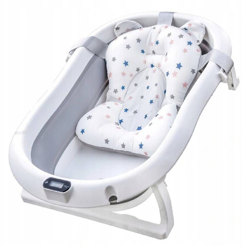Foldable bath tub for your baby with thermometer and cushion GRAY