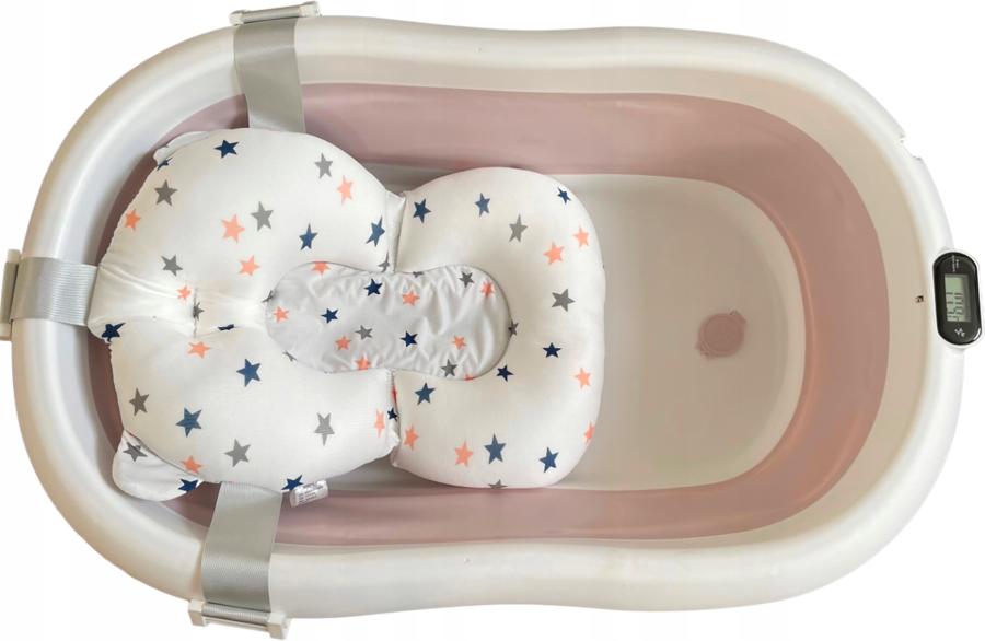 Foldable bath tub for your baby with thermometer and cushion PINK